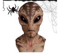 Générique Realistic Alien Masque - Halloween Latex Costume | Funny Alieen Head Cover | Flexible UFO Party Cosplay | Scary Sci-Fi Prop | Halloweeen Fancy Dress for Adults & Festivals for Women Men