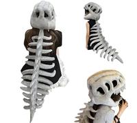 Générique Realistic Dinosaur Skeleton Costume Set, Halloween Dinosaur-Themed Skull Cosplay Props, Adult Dinosaur Jumpsuit with Skull Headpiece and Spine Attachment