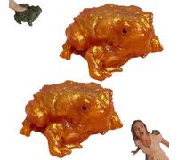 Générique Realistic Frog Toad Soft TPR Figurine, Toad Prank, Frog Squeeze Fun, Realistic Toads Prank Toys, Niche, A Niche, Novel Pra-NK Game (2pcs-Gold)