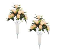 Générique Realistic Grave Bouquet - Lifelike Artificial Ornament, Standard Size with Ground Stake, UV Resistant Silk, Weatherproof Memorial Decor, for Memorial Day Funeral Gravesite Lawn Patio