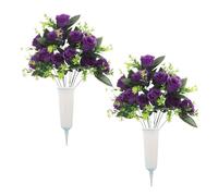 Générique Realistic Grave Bouquet - Lifelike Artificial Ornament, Standard Size with Ground Stake, UV Resistant Silk, Weatherproof Memorial Decor, for Memorial Day Funeral Gravesite Lawn Patio