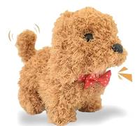 Générique Realistic Robot Puppy, Hopping Dog Interactive Electronic Plush Puppy Toy Realistic Puppy, Walking, Barking & Tail Wagging Pet for Kids (Teddy)
