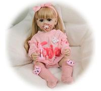 Générique Reborn Bébé Poupées Fille 22 Pouces 55 cm Réaliste Babies Dolls Lavable Vinyle Silicone Cheveux Blonds Nouveau-né Tout-Petits Jouet pour Enfants 3+ Ans & Collection