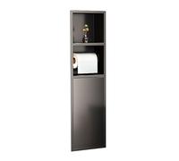 Générique Recessed Shower Niche Bathroom Wall Storage Shelf Organizer,Stainless Steel Shower Shelf Recessed Toilet Paper Holder for Kitchen Living Room Hotel Residentia(Black,80x18x12.5cm)