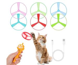Générique Rechargeable Cat Launcher - Enrichment Toy 4,9x3,2x13cm, ABS Active Disc Set | Cat Play Device with 6 Discs, for Backyard Garden Patio Balcony Outdoor Exercise Hunting Instincts Feline Fun