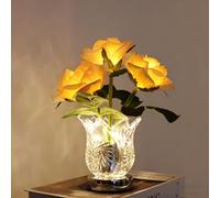 Générique Rechargeable LED Color Changing Flower Light, Cordless Touch Control Artificial Roses Night Light with Glass Vase, Flower Lamp for Valentine's Day Festival Party Date Home Decor