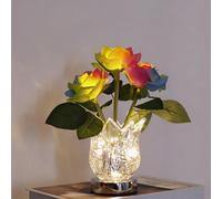 Générique Rechargeable LED Color Changing Flower Light, Cordless Touch Control Artificial Roses Night Light with Glass Vase, Flower Lamp for Valentine's Day Festival Party Date Home Decor