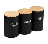 Générique Récipient à sucre - Ensemble de 3 boîtes | 1200 ml grande capacité, conception en bois de fer, pour café sucre thé bonbons noix farine crémier sel comptoir de cuisine café bureau stockage