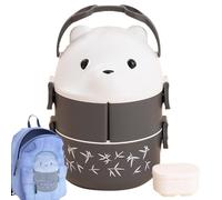 Générique Récipient alimentaire chaud pour le déjeuner, boîte alimentaire empilable | Boîte double couche anti-fuite pour ours à lunettes | Récipient portatif de grande capacité, récipie