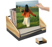 Générique Record Holder - Metal Wooden Large Capacity Non Slip - Album Storage Record Display Stand | for LP Book File Toy Home Bedroom Living Room Apartment Office Desk Shelf
