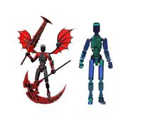 Générique Red and Black T13 Action Figure Set,Titan 13 Action Figures with Weapons,Titan Lucky 13 Actions Figure 3D Printed Multi-Jointed Movable Toy