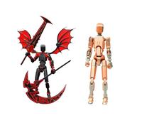 Générique Red and Black T13 Action Figure Set,Titan 13 Action Figures with Weapons,Titan Lucky 13 Actions Figure 3D Printed Multi-Jointed Movable Toy