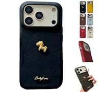 Générique Red Bottom 3D Gold Lucky Horse Phone Case,Year of The Horse Reds Phone Case,2026 New Year Pony Mobile Protective Cover for iPhone 14/15/16/17 Pro Max (Black, for 16 Pro Max)