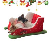 Générique Red Christmas Cat Dog Bed, Cute Sleigh Design Pet Bed, Soft and Comfortable Pet Couch, Cat Bed for Puppy Kitten, Holiday Pet Bed for Christmas Decor, Cozy Pet Sleeping Bed