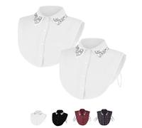 Générique Red Christmas Plaid Rhinestone Detachable Collar,No More Ugly Sweaters,Detachable Half Shirt,Stylish Dickey Fake Collar (White,2PCS)