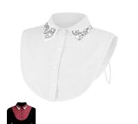 Générique Red Christmas Plaid Rhinestone Detachable Collar, Women Sparkling Plaid Collar, for Family Gatherings/Festive Celebrations (1PCS White)