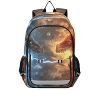 Générique Red Dragons Blue Fire Sac à dos pour ordinateur portable pour femme et homme Sac à dos d'école Sac à dos de voyage décontracté avec compartiment 43,2 cm