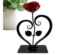 Générique Red Iron Rose with Metal Stand - Red Rose Hand Forged Flower Decor, Handcrafted Metal Ros with Decorative Stand for Wedding, Birthday, Valentine's Day, Home Decoration, Gift, Romantic Orna