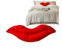 Générique Red Pillows - 19.68inch, 3D Lip Shape Soft Cushion, Decorative Throw Pillow for Sofa Couch Bed Chair Home Living Room Bedroom Office, Romantic Valentine’s Day Gift, Plush Decorative Accent