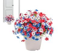Générique Red White and Blue Flowers | Garden Decor | Independence Day Artificial Plants | for Homeowners Decorators Porch Patio Balcony Garden Home Apartment Office Living Room Coffee Shop