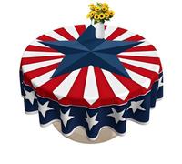 Générique Red White and Blue Tablecloth | Independence Day Tablecloth American Flag Round Patriotic 70.86in,Independence Day for Home Kitchen Dining Room Holiday Celebration Party Dinner Tea Time