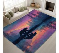 Générique Reflet Silhouette Ours Forêt Tapiss de Passage Couloir Antidérapant et Lavable Tapis d'entrée Interieur Paillasson, Violet Tapis de Sol pour Chambre Buanderie, 60 x 90 cm