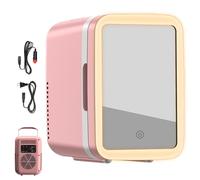 Générique Réfrigérateur de voiture compact, réfrigérateur de voiture et de maison - Réfrigérateur de beauté coloré | de beauté pour soins de la peau avec miroir LED pour la maison, les bureaux et