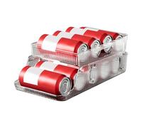 Générique Refrigerator Soda Can Organizer, Stackable Can Holder Dispenser, 15.16x8.46 inches Transparent Fridge Drink Storage Bin for Hotel, Apartment, Restaurant, and Rental Use