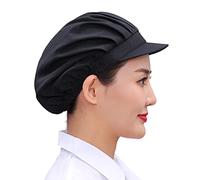 Générique Réglable Béret de Cuisinier Chapeau de Cuisine pour Homme et Femme Atelier Usine Travailler Cuisine Restauration Boulangerie, Toque de Casquette Bonnets Chapeau de Chef (Noir - Chiffon)