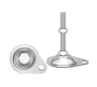 Générique Régulateur De Pieds pour Meubles en Acier Inoxydable 304, Pieds Réglables, Base Plate Épaisse avec Trous Ronds, M12 (D76*M12*250mm,1PCS)