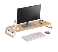 Générique Rehausseur d'Écran Organisateur,Organisateur De Bureau Avec 4 Ports USB,Étagère De Support Pour Moniteur En Bois | Pour Le Bureau La Maison L'École L'Appartement Le Dortoir Universitaire