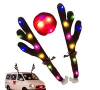 Générique Reindeer Car Decor | LED Cute Decorations With Nose And Jingle Bells,Christmas Car Lights Ftions - For Daily Travel Autumn Bonfire Events Halloween Party Festival Apartment
