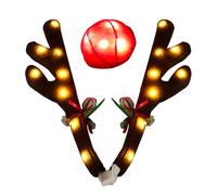 Générique Reindeer Car Decor With Jingle Bells | Cute LED Nose & Photo Props - Christmas Car Decoration For Home, Daily Travel, Autumn Bonfire, Halloween, Parties, Festivals, Apartments & Holiday Fun