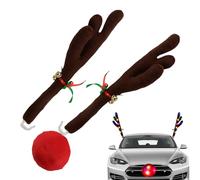Générique Reindeer Car Decor With Jingle Bells | Cute LED Nose & Photo Props - Christmas Car Decoration For Home, Daily Travel, Autumn Bonfire, Halloween, Parties, Festivals, Apartments & Holiday Fun