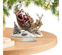 Générique Reindeer Sleigh Santa Christmas Tree Decorations - Acrylic Santas Sleigh Reindeer Christmas Pendant, Père Père Pèrre Sleighs Ornements, Ornements De Bureau pour Home Studio Restaurant