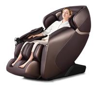 Générique Relaxe Fauteuil Massant Gravité Zéro, Fauteuil Relax Electrique Shiatsu Inclinable avec Rail SL, Rouleau de Pied, Commande Vocale, Bluetooth, Siege Massant pour Tout Le Corp (Brun)