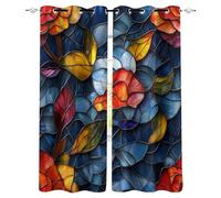 Générique Relief Feuilles Rideaux,3D Style Artistique Occultant Rideau,Thermiques Isolants Lavable en Machine Anti Chaleur À Oeillets Rideau pour Salon Couloir Hôtel Chambre 2 Panneaux L117 x H229 CM