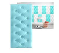 Générique Rembourrage Mural 3D Anti-Collision for Enfants, Tête De Lit Autocollante, Panneaux De Tête De Lit Muraux Rembourrés, Faciles À Nettoyer, for La Décoration De La Chambre(Blue,70x35cm-4PCS)