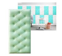 Générique Rembourrage Mural 3D Anti-Collision for Enfants, Tête De Lit Autocollante, Panneaux De Tête De Lit Muraux Rembourrés, Faciles À Nettoyer, for La Décoration De La Chambre(Green,70x35cm-2PCS)