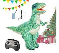 Générique Remote Control Inflatable Dinosaur | Fabric Green 125×90×40cm Rechargeable RC Dino Toy 360° Rotation Forward Reverse Large Size Ride on Style Interactive Toy for Boys Kids Birthday Gift