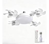 Générique Remote-Controlled LED Ceiling Fan Light, 50cm 2 in 1 Ceiling Fan and Light, New E27 Socket Ceiling Fans Lights 2 in 1 Silent Fans, 3-Speed and Dimmable LED for Bedroom (4 heads)