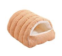 Générique Removable and Washable Winter Closed-Off Cat Bed, Cozy Monster Cat Bed, Comfortable Plush Pet Cave Beds, Non-Slip Removable Washable for Cats & Small Dogs (Orange Check,Large)