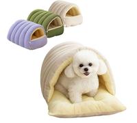 Générique Removable and Washable Winter Closed-Off Cat Bed, Cozy Monster Cat Bed, Comfortable Plush Pet Cave Beds, Non-Slip Removable Washable for Cats & Small Dogs (White,Medium)