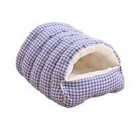 Générique Removable and Washable Winter Closed-Off Cat Bed, Cozy Monster Cat Bed, Comfortable Plush Pet Cave Beds, Non-Slip Removable Washable for Cats & Small Dogs (Blue Check,Large)