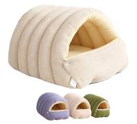 Générique Removable and Washable Winter Closed-Off Cat Bed - Pet Bed with Soft Plush Fleece, Perfect for Small and Medium Pets, Keeps Pets Snug, Easy to Maintain (Beige,Large)