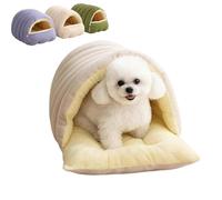 Générique Removable and Washable Winter Closed-Off Cat Bed, Soft Cozy Sleeping Nest, Warm Cat Bed for Winter, Non-Slip, Machine-Washable Removable Cushion, for Small Dog (Beige,45 * 30 * 19cm)