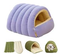 Générique Removable and Washable Winter Closed-Off Cat Bed,Soft Fluffy Warm Autumn/Winter Cats House,Indoor Cat Bed Cave Style,Foldable Pet Nest House,for Indoor Cats Small Dogs (Purple-L)