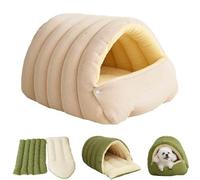 Générique Removable and Washable Winter Closed-Off Cat Bed,Soft Fluffy Warm Autumn/Winter Cats House,Indoor Cat Bed Cave Style,Foldable Pet Nest House,for Indoor Cats Small Dogs (Beige-L)