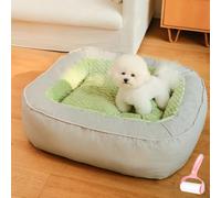 Générique Removable Washable Anti Slip Soft Plush Square Dog Beds,Warm Comfortable Calming Pet Bed for All Seasons,Sleeping Mat for Cats and Dogs to Rest and Sleep,Large Luxury Thicken Kennel