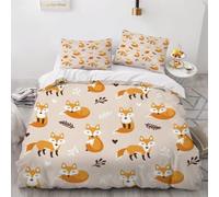 Générique Renard Housse de Couette Queen Size Mignon Housse de Couette Double 230x260 cm Parure de lit légère imprimée en 3D Lavable 2 taies d'oreiller 50x70 cm